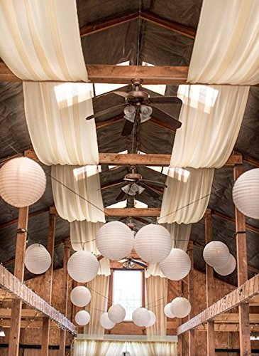 LIHAO 10″ weiße Papier Laterne Lampion rund Lampenschirm Hochtzeit Party Dekoration Ballform (10er Packung) - 2