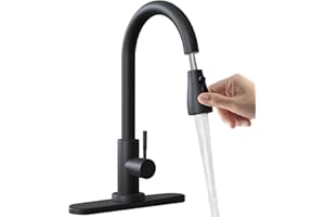 ALNJK Rubinetto Lavello Cucina Miscelatore con Doccetta Estraibile a 3 Modalità, in Acciaio Inox a 360°, Nero