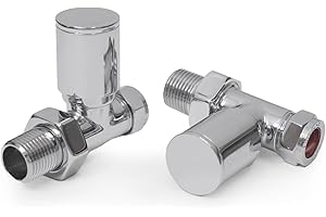VANCOCO 2Pcs 1/2"×15mm Chrome Straight Radiator Valves Round, Manual Radiator Valves Pair Standard Connection for Heated Towel Rail and Central Heating Modern Bathroom