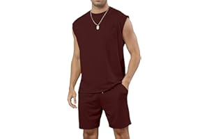 Halfword Men's Tracksuits Short Set Summer Casual Sleeveless T Shirts Tank Tops 2 Piece Sports Suit