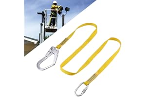 UBAYMAX Cordino di Sicurezza per Arrampicata,Cordoni di Contenimento di Protezione Elastico con Moschettonecon,Fibbia in Acciaio per Alpinismo Antichut,Cordino di Assorbimento di Posizionamento,1.8M,22KN MAX