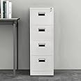Panana Storage Filing Cabinet Office Cupboard Computer Desk Metal Documents Cabinet with 4 Drawers Office Storage Unit (White-4Drawer-Style4,W45.8*D62*H132.5cm)