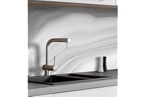 MyMaxxi Küchenrückwand Folie selbstklebend matt Versteift - einfache Montage ohne Bohren - Motiv Marmor grau 60cm hoch - Spritzschutz Küche Klebefolie - Mauer Steine 80 x 60cm