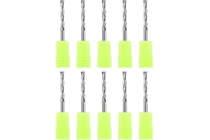 EU_HOZLY Hozly 1/8 Inch Shank with 1/8 Inch Cuting Dia Carbide End Mills Up & Down Cut Compression Bit 2 Flutes Milling Cutter for Engraving Milling 3D sculpturing Roughing Composite Multilayer Pack of 10