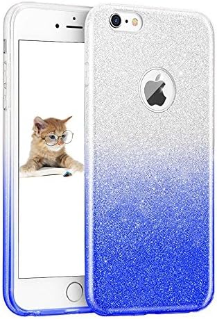 iPhone 6 Case/6S Case 4.7", uiano® Sparkling Premium [3 in 1 Layers Protection] Hybrid Glitter Bling Bling TPU phone Case Cover For iPhone 6 6S (Silver Blue) [Lifetime Warranty]