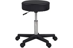display4top Schwarz Einstellbare Rollkissen Tattoo Massage Hydraulische Salon Hocker mit Zurück, 5 Wheels
