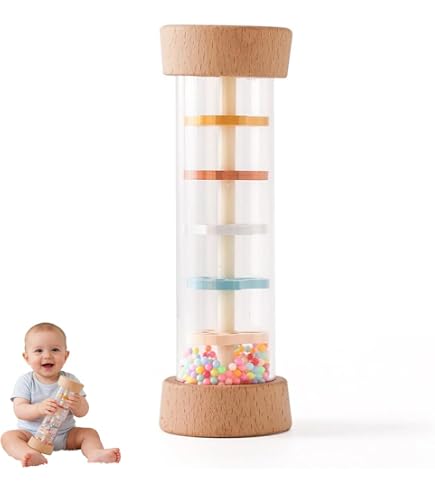 Bâton De Pluie En Bois Small Foot – Boules Optiques, Instrument Rythmique Sensoriel, Dès 1 An, Effet Calmant