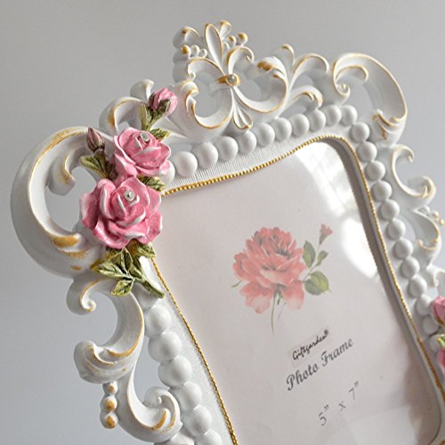 Giftgarden 13×18 Bilderrahmen mit Perlen und Rosen weiß - 4
