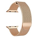 Luckhome Uhrenarmband Serie Lederarmband Ersatband Mit Edelstahl Metall Schließe Classic Armband Ersatz Band ，Milanese Edelstahl-Uhrenarmband für Apple Watch Serie 4 44MM（Rose Gold）