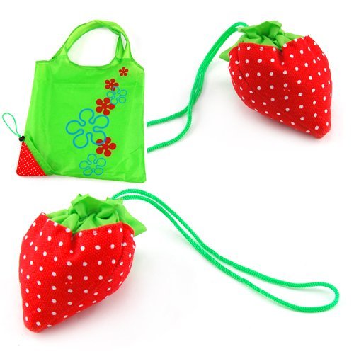 tinxs AKORD - Fresa Plegable Reutilizable Compacto Bolsa de la Compra, Verde/Rojo, 57,5 x 37,5 x 2 cm