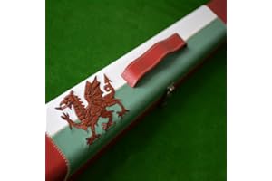 OLIGEI Hand Stitched Welsh Dragon Flag 3/4 Snooker Cue Case in Green, Red and White.