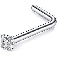 Piercing Naso In Oro 18k Bianco Con Diamante - Orecchino A L Anallergico E Confortevole - Foto 8