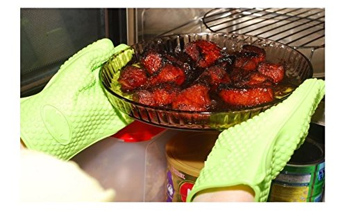 Topfhandschuhe Barbecue Handschuhe, Silikon Heat Resistant Grill Zubehör & Home Kitchen Tools für Ihre Indoor & Outdoor Bedürfnisse Kochen, Einsatz als Grillfleisch Turner oder Topflappen (Green) - 3