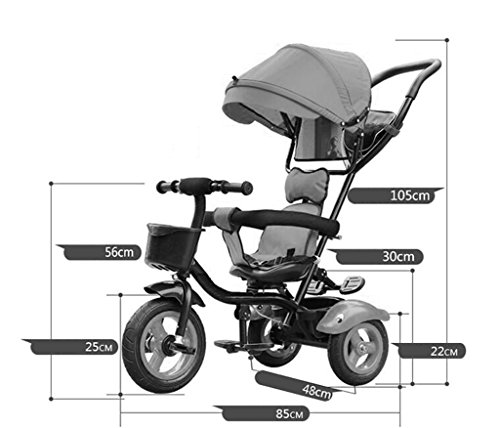 Children's bike Child Indoor Outdoor Small Tricycle Bicycle Boy's Bike Girl's Bike For 7 Months -6 Year Old Baby Three Wheels Trolley With Awning, Solid Rubber Tires/Rotating Seat/Rear Wheel Double Brake Baby trolley ( Color : #1 )
