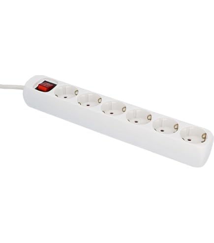 Unitec TSD 4+2 Ciabatta Multipresa Con Cavo 4 Metri - 4 Prese Schuko E 2 Euro - Protezione Da Sovratensione Con Spia - Uso Interno