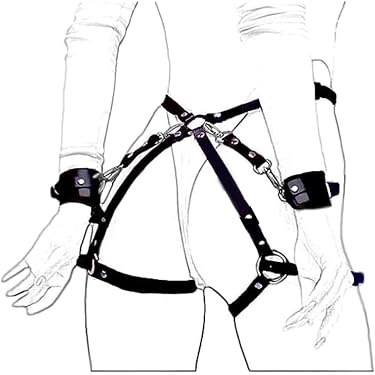 Imbracatura Petto Bondage Uomo Con Cinghie Elastiche E Catena - Fetish Rave Cosplay