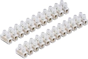 SDFIXINGS 3A/5A/15A/30A/60A Electrical Connector Blocks 12 Way Clear Barrier Block Strip Wire Connector Electrical Choc Blocks Connecting for Wiring Cable Dual Row 12 Position (Pack 2, 3A)