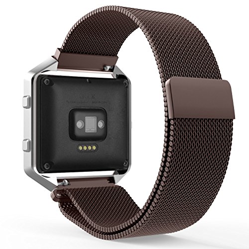 MoKo Fitbit Blaze Armband - Milanaise Edelstahl Replacement Wrist Band Strap Watchband Uhrband Uhrenarmband Erstatzband mit Magnet-Verschluss für Fitbit Blaze Smart Fitness Watch, Kaffee