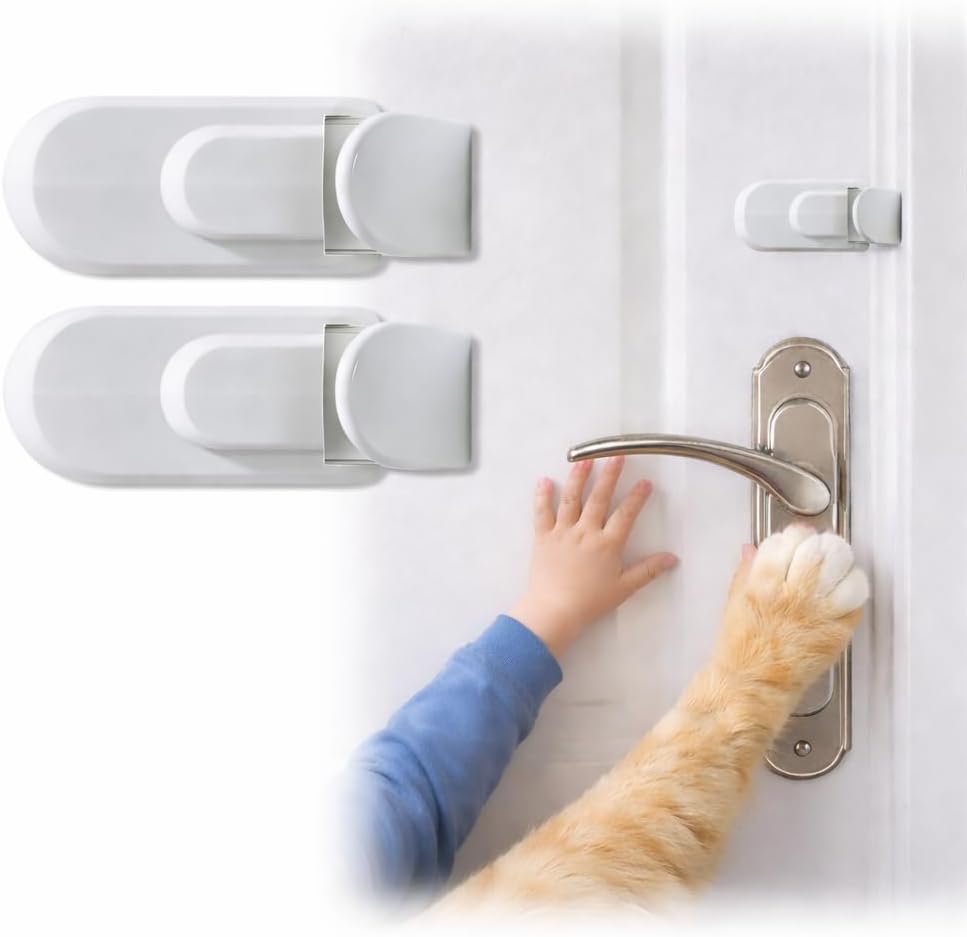 2PCS The Door Lock Can't Reach or Defeat - No Tools or Adhesives Required, Simple Install Safety Lock, Interior Doors Safety Supplies for All Proof Door Lock (2/Set)