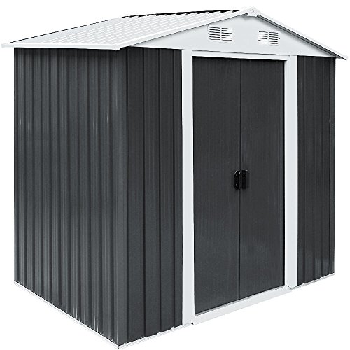 Gerätehaus Metall verzinkt 4,51m³ inkl. Schiebetüren und Fundament Geräteschuppen Anthrazit Gerätehaus Metallgerätehaus Farbauswahl - 4