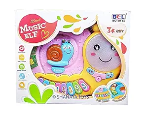 RAYFIN Snail Elf Drum Keyboard Piano with Lights, Music and Many More Functions Learning Toy for Kids - (Multicolour)