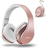 ZIHNIC Cuffie Bluetooth Over-Ear, Cuffie stereo pieghevoli wireless e cablate Micro SD/TF, FM per telefoni/Samsung/pad/PC, co