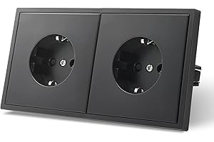 MVAVA Schuko Steckdose EU-Standard 2 Fach Unterputz Steckdose Schwarz Einfache Installation 80mm*150mm Steckdosen 3-Draht Erforderlich