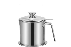 Light feather Vaso per la conservazione dell'olio in Acciaio Inossidabile Contenitore per Grasso con Filtro Vaso per Filtro dell'olio Utilizzato per conservare Olio per friggere e Olio da Cucina