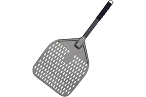 G.a HOMEFAVOR Perforiert Pizzaschaufel, 12 Zoll Pizzaschieber aus Hart Eloxiertes Aluminium mit Griffigem Griff, Brotschaufel zum Heben und Wenden von Hausgemachtes Pizza Brot