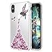 Produktbild iPhone X Hülle Silikon,Surakey Glitzer Hülle für iPhone X TPU Case Schutzhülle Silikon Crystal Case Durchsichtig, Luxus Elegante Bling Funkeln Glänzend Stern Engel Mädchen Fee Schmetterling Muster Weich Transparent Kristallklar Ultra Thin Dünn Crystal Case Durchsichtig Schutzhülle TPU Silikon Schutz Handy Hülle Case Tasche Etui Bumper Protective Skin Back Shinning Cover Etui Schale für iPhone X, Rosa