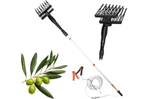 TSJESMIC Abbacchiatore Elettrico per Olive 400W a Batteria 12V – Scuotitore Professionale con Asta Telescopica 3m, Rastrello Antibloccaggio in ABS, Cavo 12m – Leggero e Robusto per Raccolta Olive