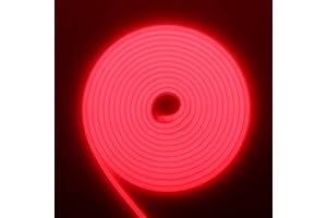 KISUFU RGB Neon Ruban LED, 220V 288 LEDs/M, Etanche ip65 COB Flexible Étanche Découpable Silicone Bandeau Lumineuse Led pour Intérieur/Extérieur DIY Décoration,rouge,1M