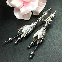 Ohrringe Silberblüten, romantische Blütenohrringe 925 Silber Brisuren und Kelche