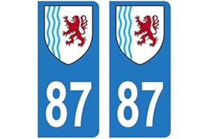 HADEXIA Autocollant Stickers Plaque immatriculation Voiture Auto département 87 Haute-Vienne Logo Région Nouvelle Aquitaine