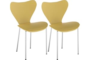 RCYNVIEW Set di 2 Sedie Sala da Pranzo Moderne, da Cucina con Gambe in Metallo, in Polipropilene Senza Braccia di Design per il Massimo Comfort, Adatte per Ufficio Casa Campeggio, Giallo