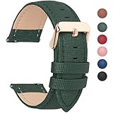 Fullmosa Uhrenarmband, Cross Serie Echtes Lederarmband Ersatzband Smart Watch Armband mit Edelstahl Metall Schließe 22mm Dunkelgrün