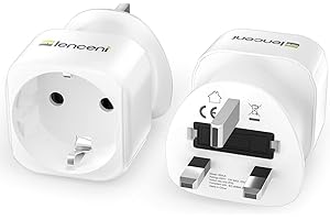 LENCENT 2X Adaptateur Prise Anglaise UK Angleterre France Adaptateur de Voyage Europe Francaise FR 2 Broches vers GB 3 Broches pour Royaumeuni Irlande Bretagne Écosse Maldives Type G