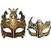 Price comparison product image Gold / Black Phoenix Women Mask & Gold Roman Warrior Men Mask Venetian Couple Masks For Masquerade / Party / Ball Prom / Mardi Gras / Wedding / Wall Decoration(elastic band)