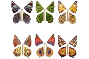 Liery 6 STÜCKE Flying Butterfly Kinder Magic Prop Spielzeug Magic Fairy Flying In The Book Butterfly Gummiband Powered Wind Up Schmetterling Spielzeug Großes Überraschungsgeschenk(zufällige Farbe)