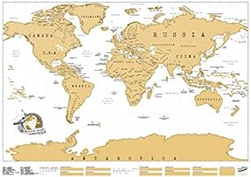 Luckies of London  USLUSCR Scratch Map Carte du monde &agrave; gratter Marron Clair 82.5 x 59.4 cm