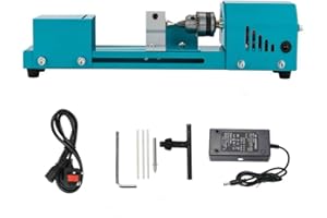 ONETUON Mini Lathe Beads Polisher Machine DIY CNC Machining for Table Woodworking Wood DIY Tool Lathe Standard Set (Blue)