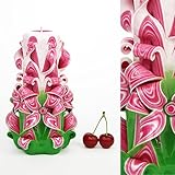 Handgemachte Verzierung Geschnitzte Kerze Rosa Grün - Erstaunlich für Mamma Vati Frauen Männer Ehemann - EveCandles