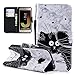 Produktbild Honghushop PU Leder Hülle für Samsung Galaxy J2 Pro 2018 Brieftasche Klapphülle Flip Case Schwarz-Weiss Katze Design Ledertasche Schutzhülle Samsung Galaxy J2 Pro 2018 Stand Folio Hülle Etui Scratch Magnetverschluss Fächern Karten Handyhülle für Samsung Galaxy J2 Pro 2018