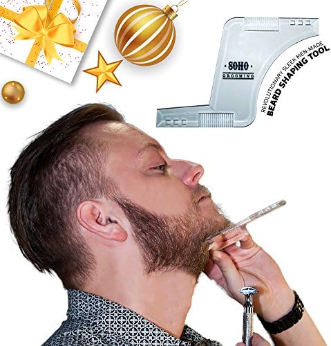 Beard Shaping Tool (Clear) w/ BONUS Beard Shaping Guide - Premium packaging! Shape your beard to perfection - Perfect gift for boyfriend or husband