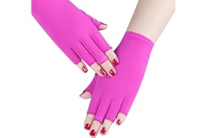 OKALABANDEE Guantes Anti UV de gel para uñas, guantes sin dedos de protección para decoración de uñas Guante anti-UV para uso en exteriores o en el hogar, Rosa Roja