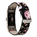 Produktbild HKFV Uhrarmband Armband UhrenarmbandMuster Lederband Ersatz Uhrenarmband für Fitbit Charge 2 Laden Sie 2 neue Abschnitte floral Lederband Uhrenarmband (A)