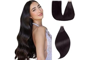 EINbeauty Extension Cheveux Naturel Adhesif 20pcs Extension Adhesive Cheveux Naturel 60cm 50g Noir Naturel Extension Cheveux Naturel Tape In Hair Extension Cheveux Humain Adhesif(24Pouce,1B#)