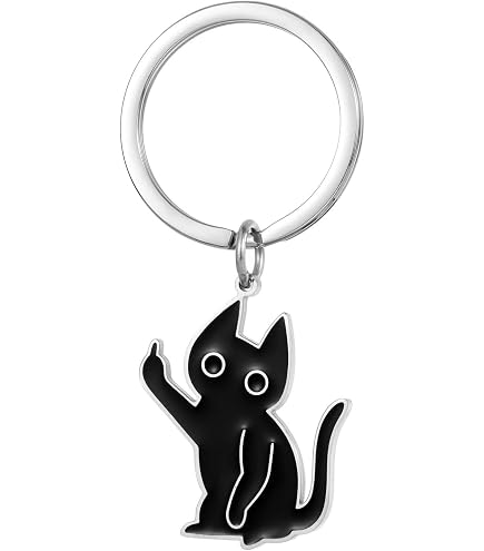 Ruzister Portachiavi a forma di gatto nero per coppia di gatti, divertente cestino di Halloween, regalo di Natale per gli amanti dei gatti, ragazzi adolescenti, Nero , L