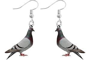 CROWNOFRIBBONS Pigeon Earrings for Women, Fun Novelty Dangle Drop Style, Bird Jewellery, Christmas, Birthday Gifts