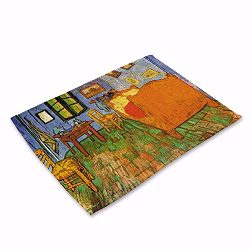 E 4 SSHXWL Antideslizante F&aacute;cil de Limpiar Resistente al Calor Antifouling Serie Linda de la Historieta de la Estera de la Comida del algod&oacute;n de Lino impresi&oacute;n Linda